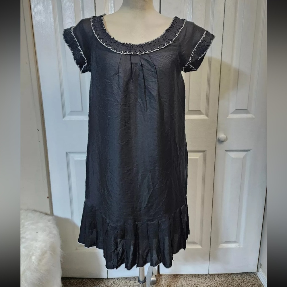 Anthropologie Floreat pleated short sleeve shift dress nwot